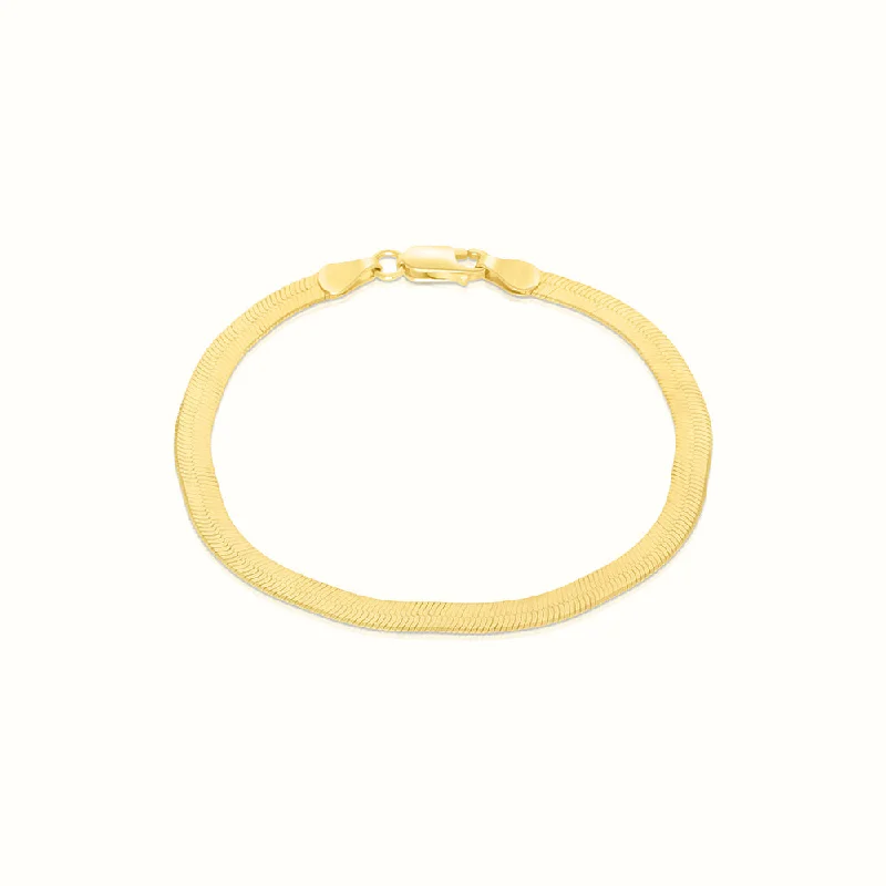 women’s birthstone bracelet-Women's Vermeil Herringbone Bracelet 4mm