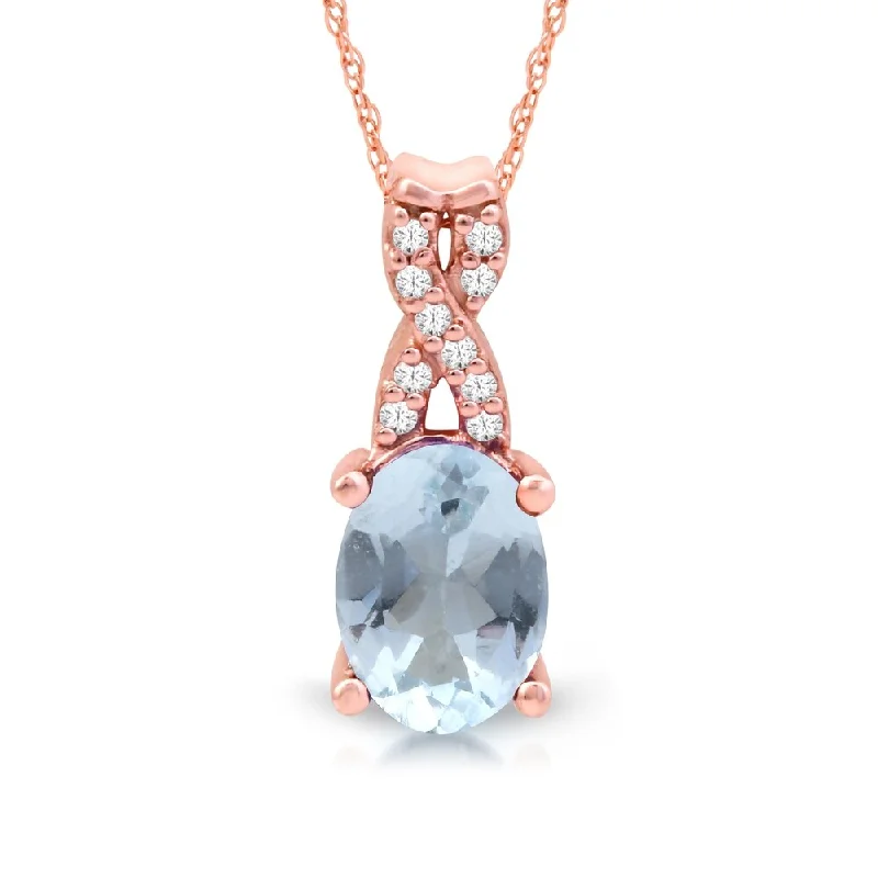 chunky silver necklace -1/20ct TDW Diamond Gemstone Necklace in 10k Rose Gold