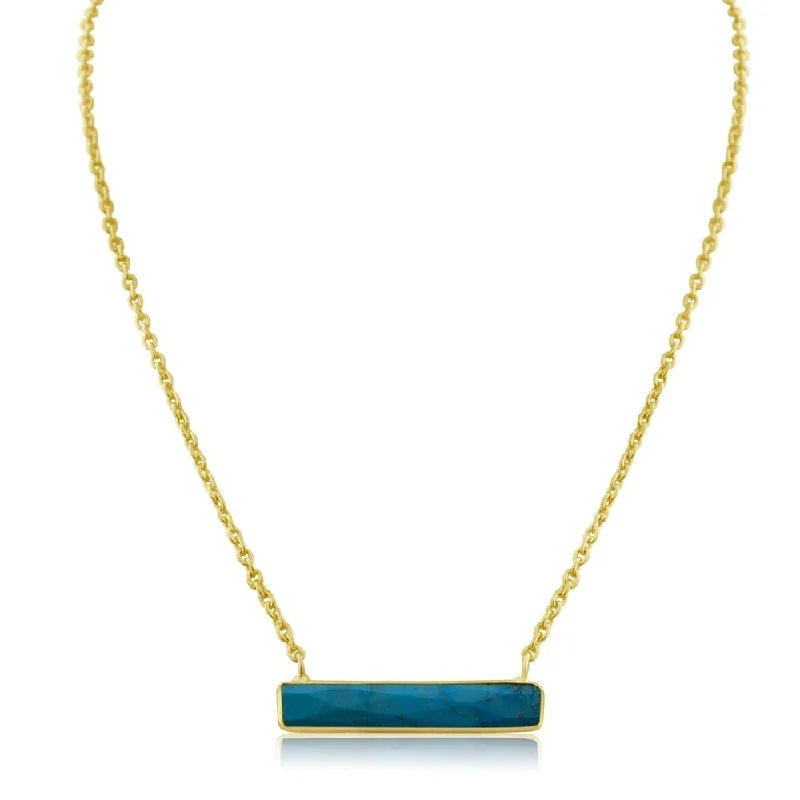 ocean pendant necklace -10 Carat Turquoise Bar Necklace In Yellow Gold Overlay