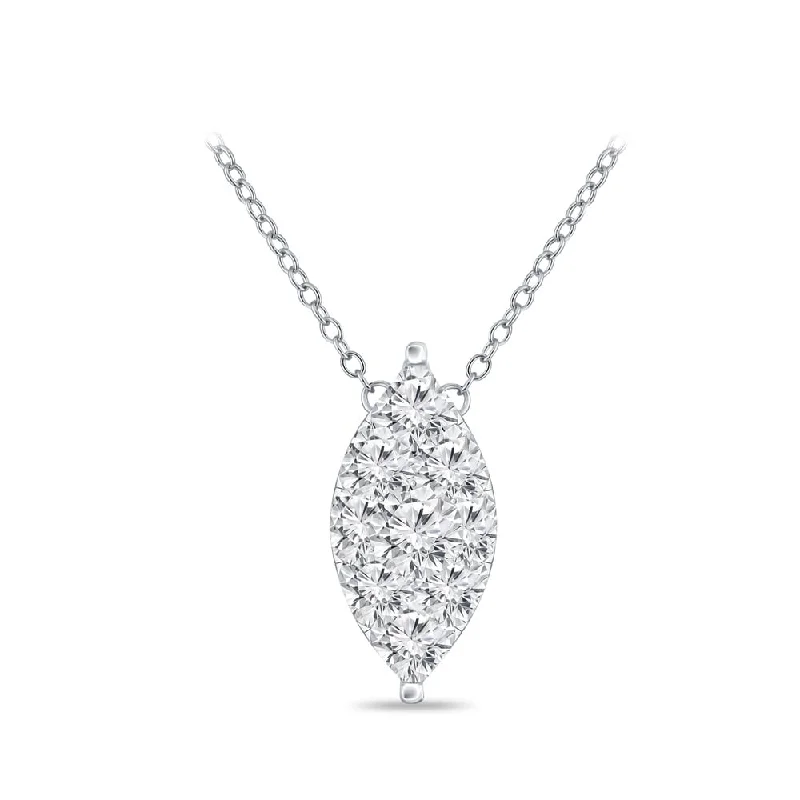 elegant diamond necklace -14k Gold Marquise Shaped 1/8ct TDW Pave Diamond Necklace by Auriya (H-I, I1-I2)