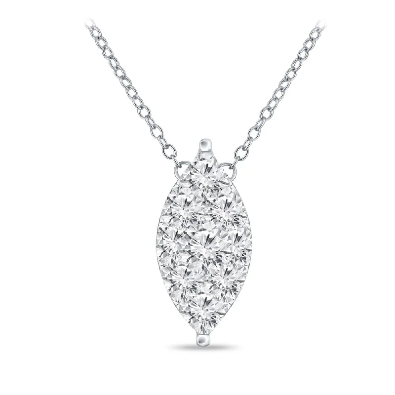 diamond necklace for women -14k Gold Marquise Shaped 3/8ct TDW Pave Diamond Necklace by Auriya (H-I, I1-I2)