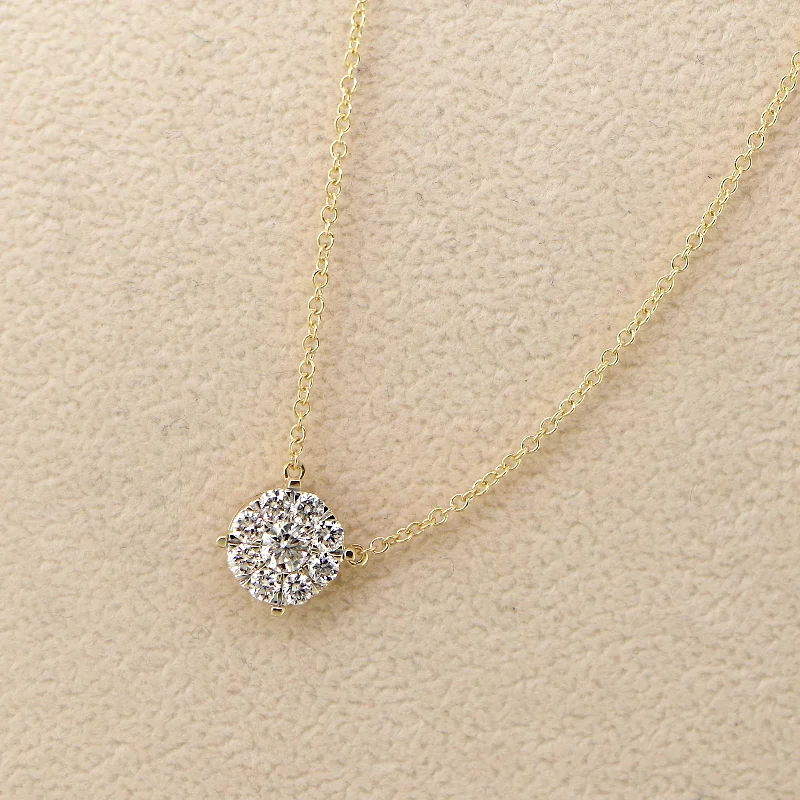 personalized necklace gifts -14k Gold Round Shaped 1/4ct TDW Pave Diamond Necklace by Auriya (H-I, I1-I2)