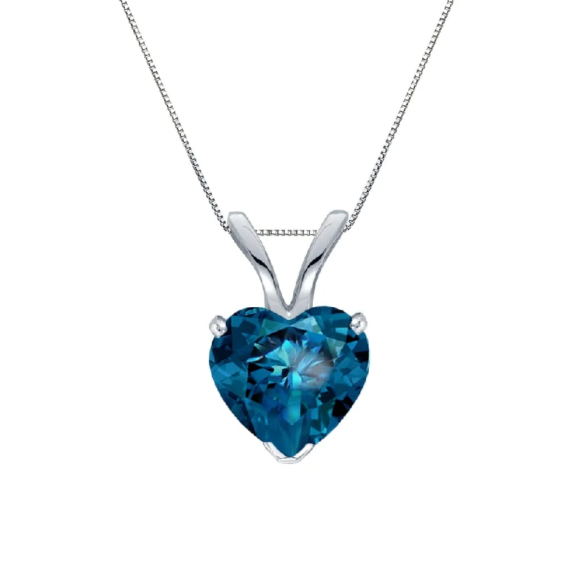 trendy necklace for teens -Auriya 1.05ctw Heart Shape Blue Diamond Solitaire Necklace 14k Gold (SI2-SI3)