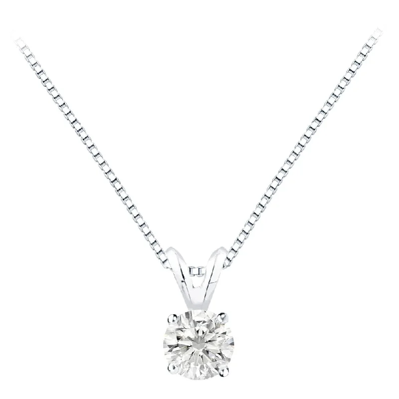 pearl necklace with pendant -Auriya 1 1/4 carat TDW Round Solitaire Diamond Necklace 14k Gold (F-G, I1-I2)