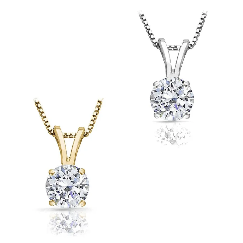 opal gold necklace -Auriya 1 1/4 carat TDW Round Solitaire Diamond Necklace 14k Gold (H-I, I1-I2)