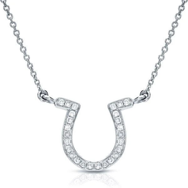 handmade jewelry necklace -Auriya 1/10ct TDW Fashion Horseshoe Diamond Necklace 14k White Gold (G-H, I1-I2)