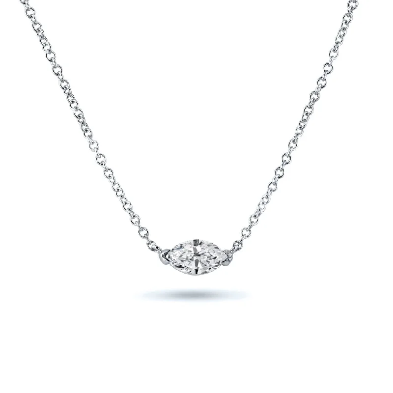 initial pendant necklace -Auriya 1/2cttw East West Marquise Solitaire Diamond Necklace 14k Gold (H-I, I1-I2)