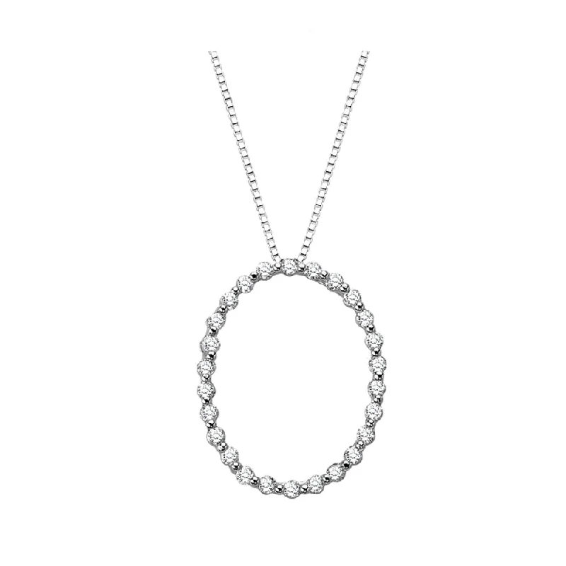 vintage style necklace -Auriya 1/2ctw Oval Hoop Diamond Necklace 14k White Gold (H-I, SI1-SI2)