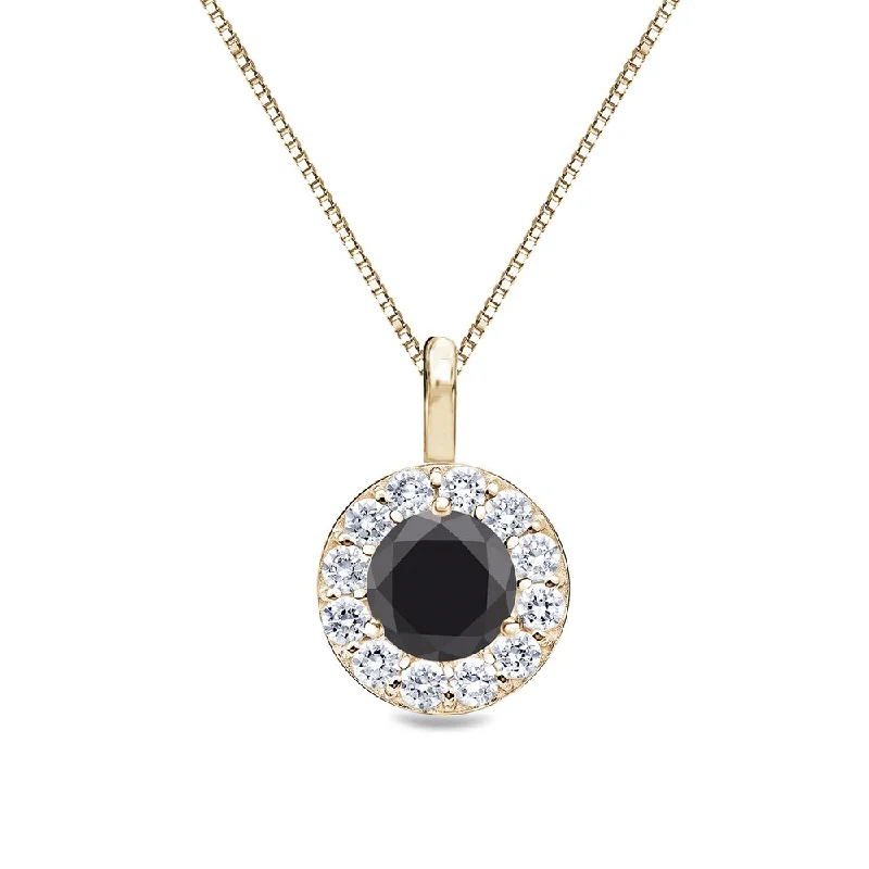 pearl choker necklace -Auriya 1/2ctw Round Black Diamond Halo Necklace 14k Gold (H-I, I1-I2)