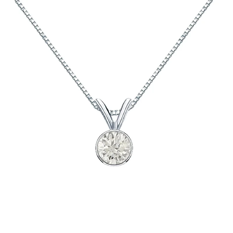 cute charm necklace -Auriya 1/2ctw Round Solitaire Diamond Necklace 14k Gold Bezel-set (I-J, SI2-SI3)