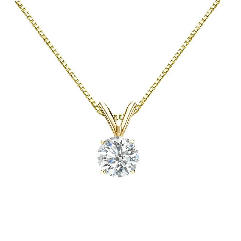 gold leaf necklace -Auriya 1/2ctw Round Solitaire Diamond Necklace 18k Gold (I-J, SI2-SI3)