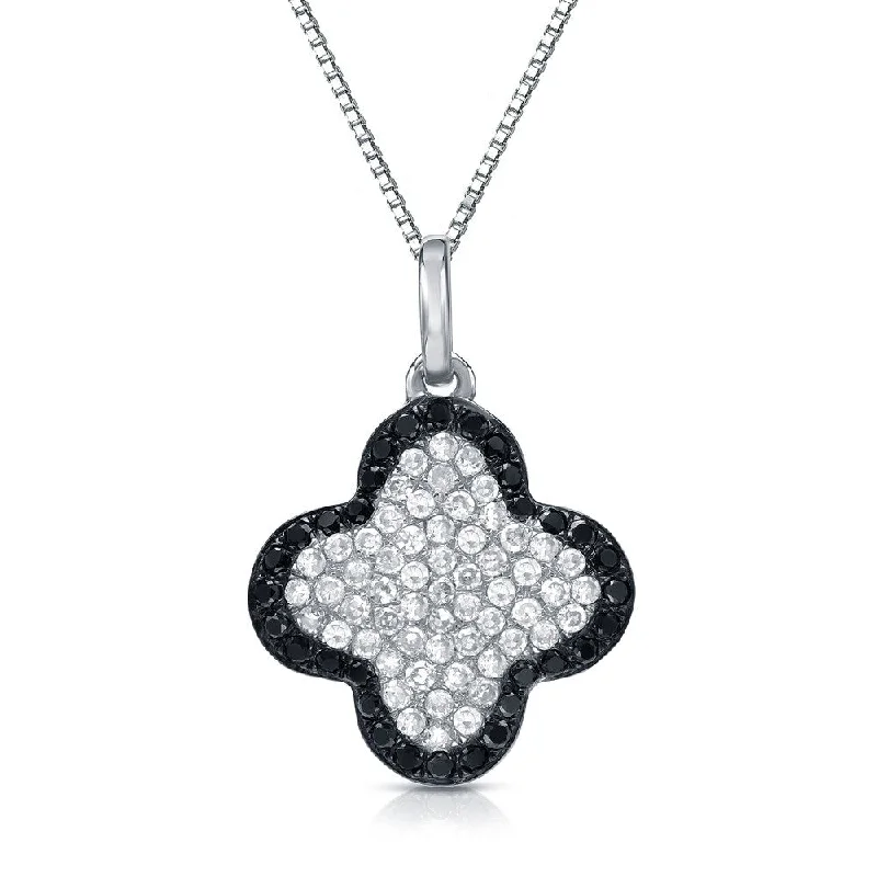 personalized pendant necklace -Auriya 1/3ct TDW Clover Shaped Pave Black Diamond Necklace 14k White Gold (H-I, SI1-SI2)