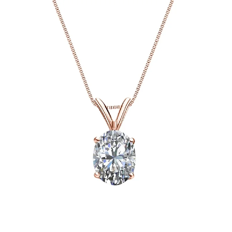 sterling silver birthstone necklace -Auriya 1/3cttw Solitaire Oval Diamond Necklace 14k Gold (G-H, VS1-VS2)