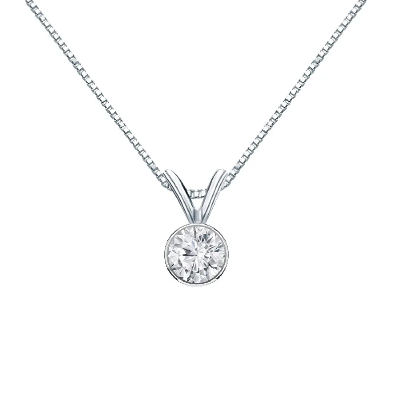 bar pendant necklace -Auriya 1/3ctw Round Solitaire Diamond Necklace 14k Gold Bezel-set (H-I, VS1-VS2)