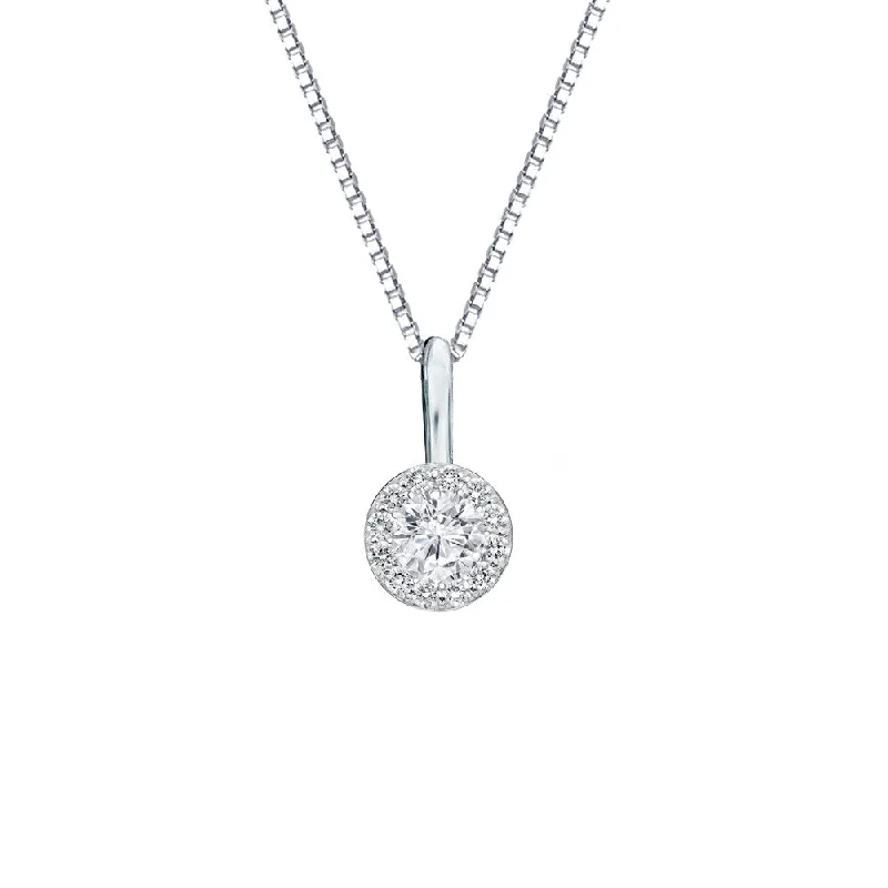 chain link necklace -Auriya 1/4ctw Round Halo Diamond Necklace 14k Gold (H-I, SI1-SI2)