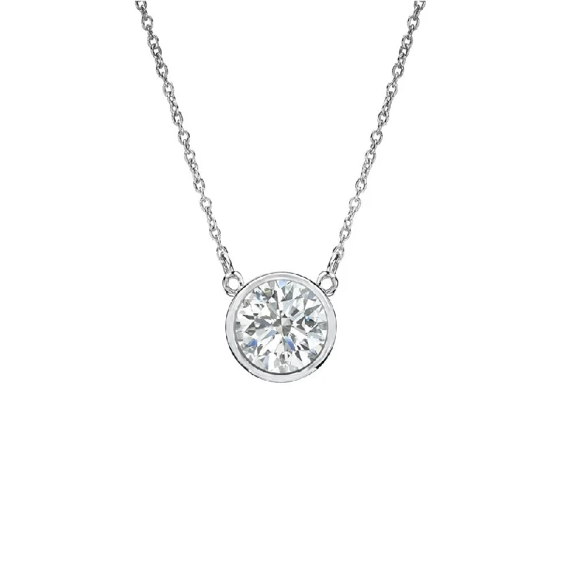 elegant diamond necklace -Auriya 1/4ctw Round Solitaire Diamond Necklace 14k Gold Bezel-set - 4mm (I-J, SI2-SI3)