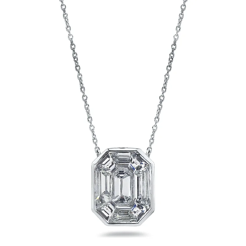 charm necklace for women -Auriya 14k Gold 1 1/2ctw Emerald-cut Diamond Station Necklace (G-H, VS1-VS2)