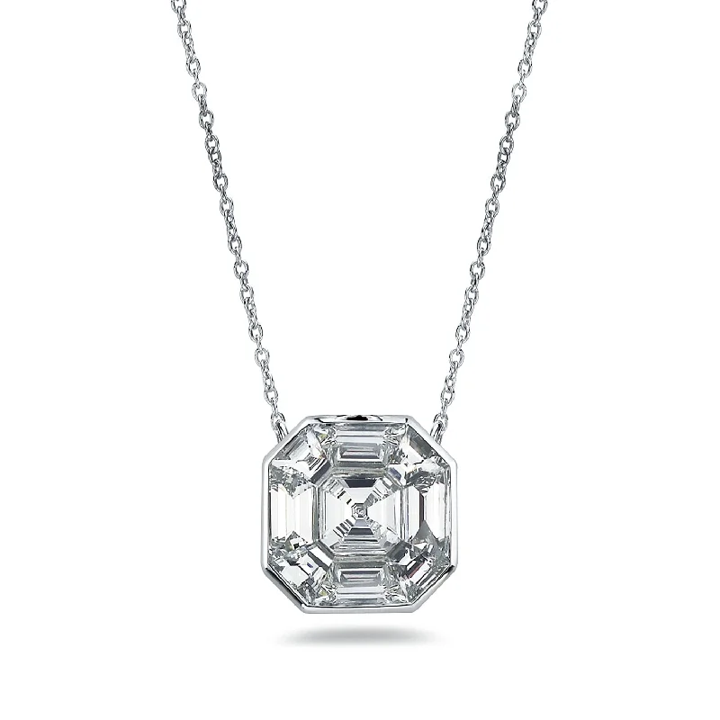 silver infinity necklace -Auriya 14k Gold 1 1/3ctw Asscher-cut Diamond Station Necklace (G-H, VS1-VS2)