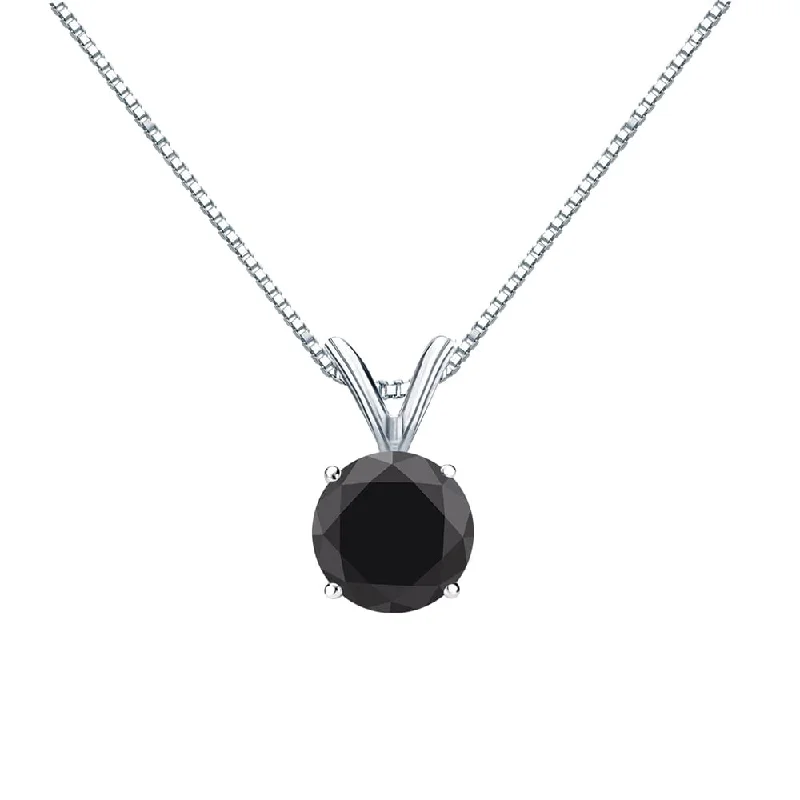 silver pendant necklace for women -Auriya 14k Gold 1 1/4ctw Black Diamond Solitaire Necklace