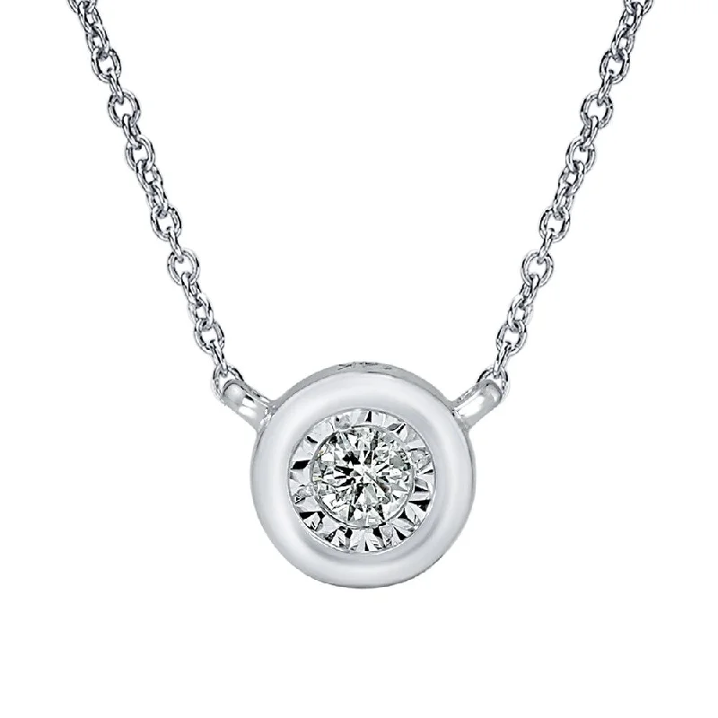 creative pendant necklace -Auriya 14k Gold 1/10ctw Bezel Solitaire Diamond Necklace (H-I, I1-I2)