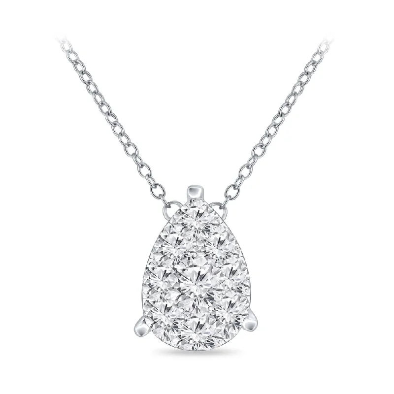 classic gold necklace -Auriya 14k Gold 1/2ct TDW Pear Shaped Pave Diamond Necklace by Auriya (H-I, I1-I2)