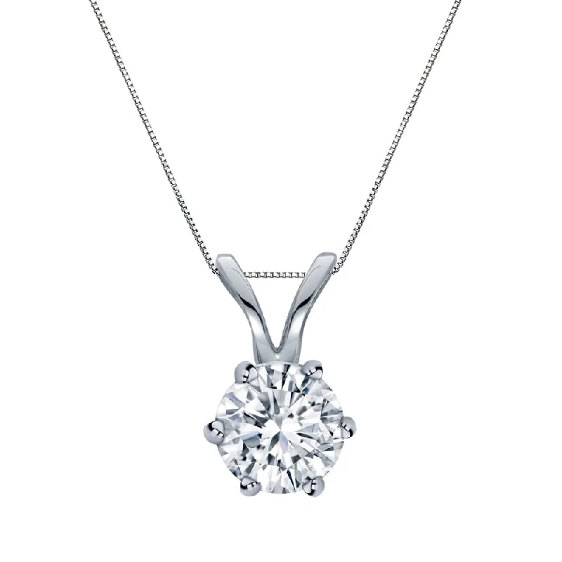 geometric pendant necklace -Auriya 14k Gold 1/2ct TDW Round 6-Prong Diamond Solitaire Necklace (H-I, VS1-VS2)