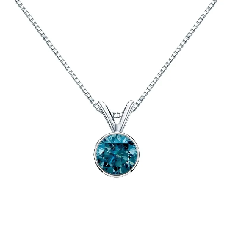 layered gold necklace -Auriya 14k Gold 1/2ctw Bezel-set Solitaire Blue Diamond Necklace (I1-I2)