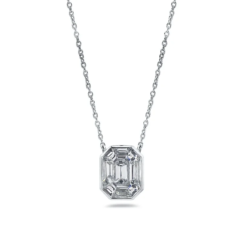 gold plated necklace -Auriya 14k Gold 1/2ctw Emerald-cut Diamond Station Necklace (G-H, VS1-VS2)