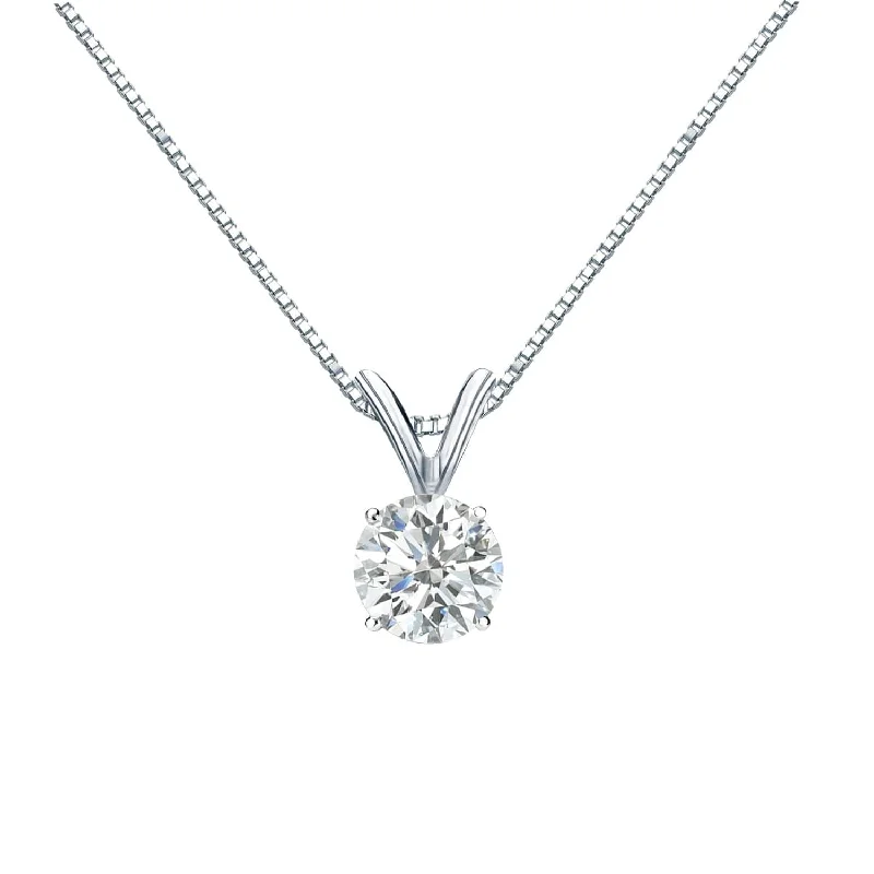 personalized necklace gifts -Auriya 14k Gold 1/2ctw Round Solitaire Diamond Necklace (H-I, SI1-SI2)