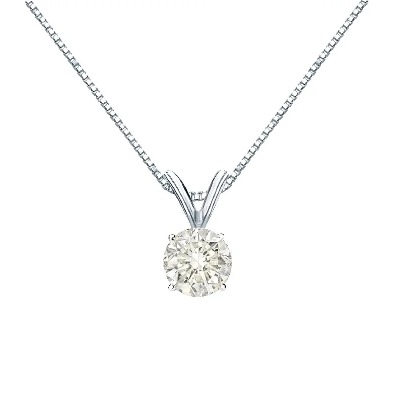 lucky charm necklace -Auriya 14k Gold 1/2ctw Round Solitaire Diamond Necklace (J-K, I1-I2)