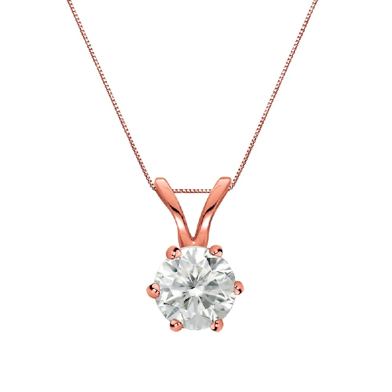 initial pendant necklace -Auriya 14k Gold 1/3ct TDW Round 6-Prong Solitaire Diamond Necklace (I-J, SI2-SI3)