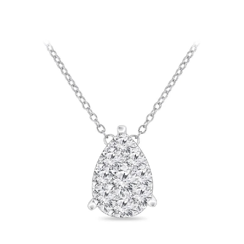 long pendant necklace -Auriya 14k Gold 1/4ct TDW Pear Shaped Pave Diamond Necklace by Auriya (H-I, I1-I2)