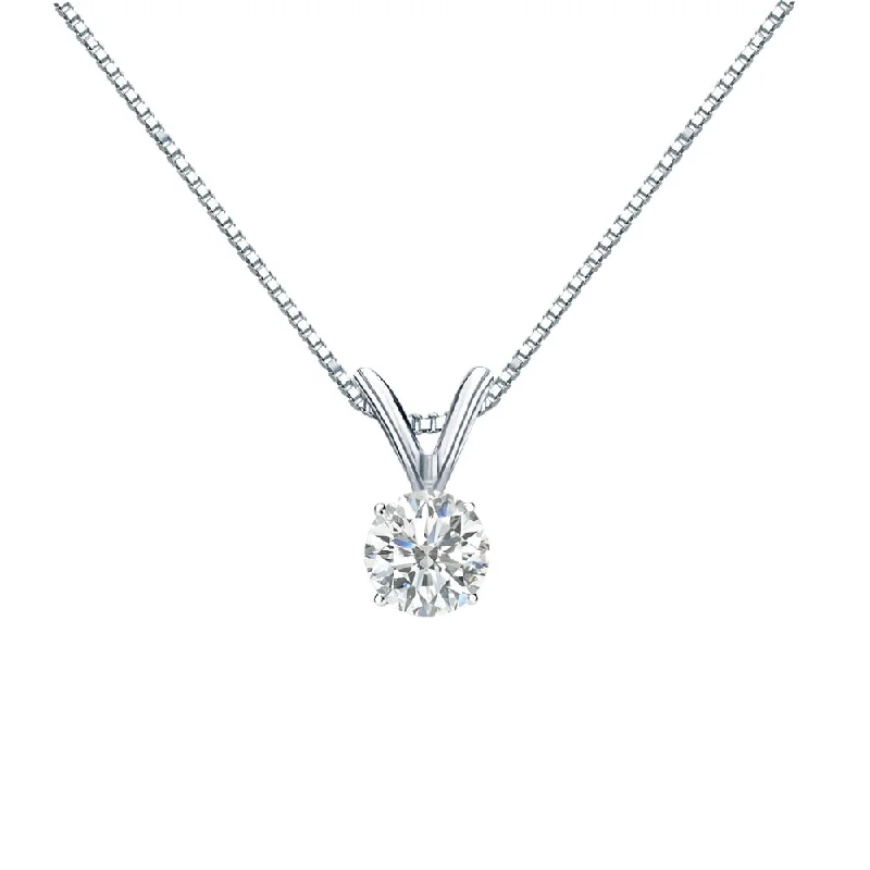 friendship necklace set -Auriya 14k Gold 1/4ctw Round Solitaire Diamond Necklace (H-I, SI1-SI2)