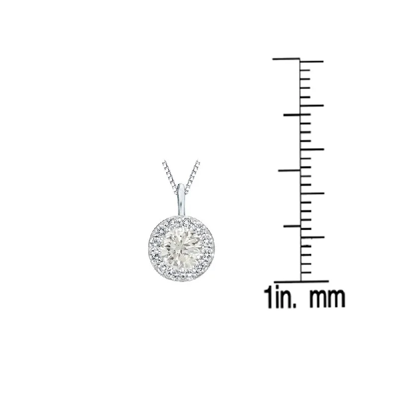 infinity necklace for mom -Auriya 14k Gold 1 carat tw Round Diamond Halo Necklace (I-J, SI2-SI3)