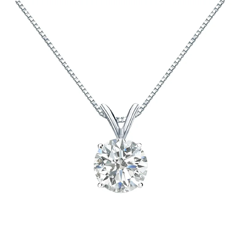 silver chain necklace -Auriya 14k Gold 1ctw Round Solitaire Diamond Necklace (H-I, SI1-SI2)