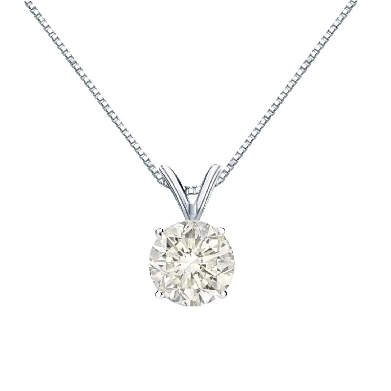 silver link necklace -Auriya 14k Gold 1ctw Round Solitaire Diamond Necklace (J-K, I1-I2)