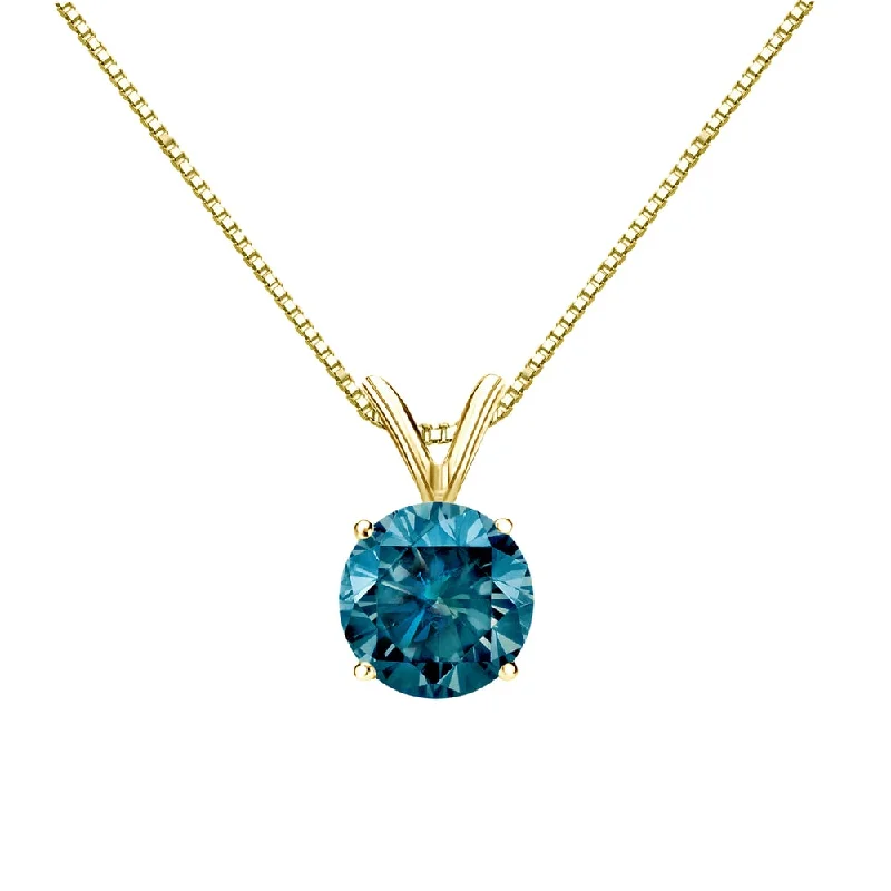 silver infinity necklace -Auriya 14k Gold 1ctw Solitaire Blue Diamond Necklace (I1-I2)