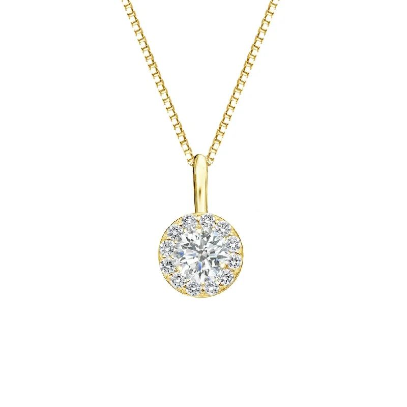 beaded necklace for women -Auriya 14k Gold 2/5ct TDW Round-Cut Diamond Halo Necklace (I-J, SI2-SI3)