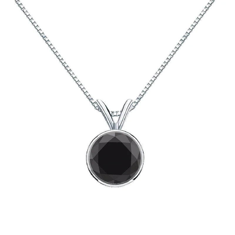 dainty gold necklace -Auriya 14k Gold 2ctw Solitaire Black Diamond Necklace Bezel-set