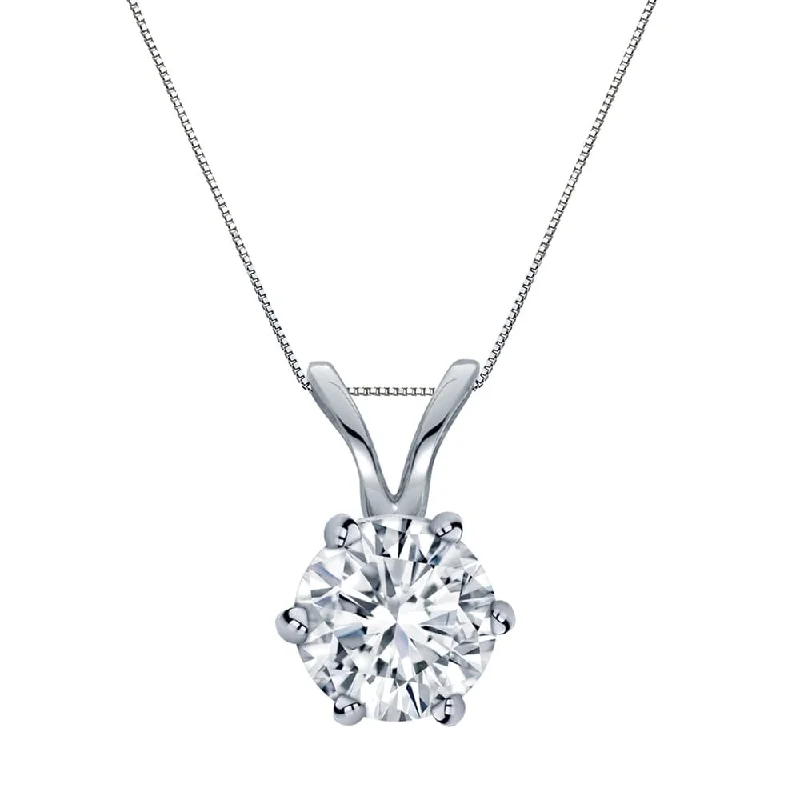 sterling silver chain necklace -Auriya 14k Gold 3/4ct TDW Round 6-Prong Diamond Solitaire Necklace (H-I, VS1-VS2)