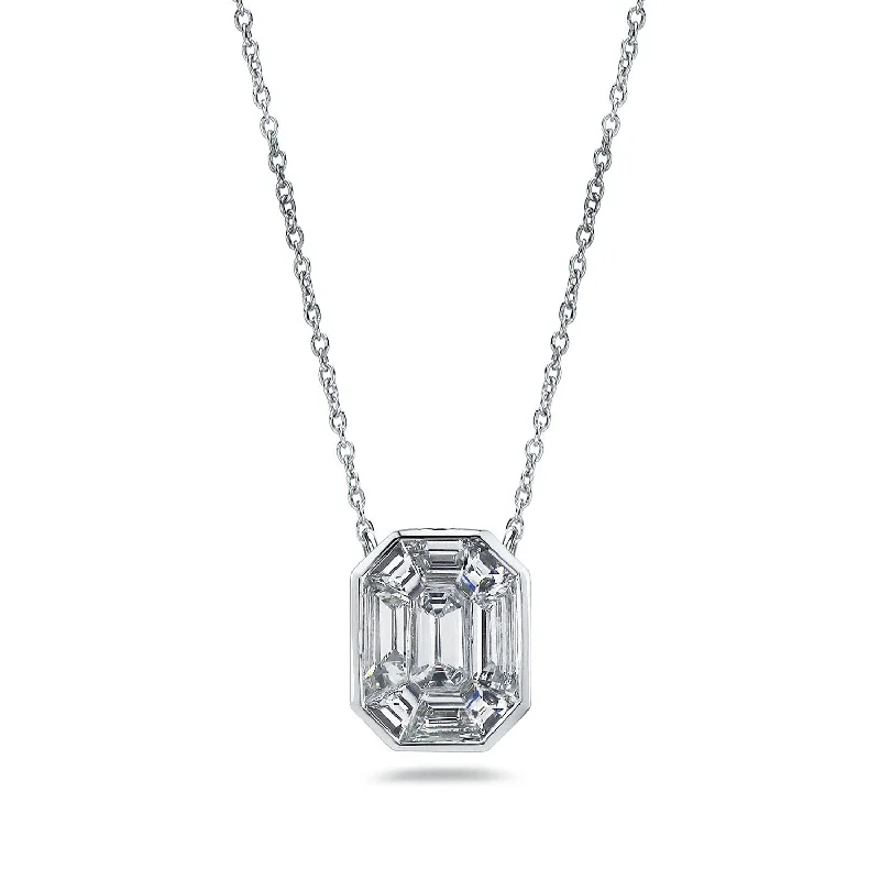 diamond necklace for women -Auriya 14k Gold 3/4ctw Emerald-cut Diamond Station Necklace (G-H, VS1-VS2)