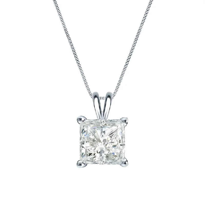 custom name necklace -Auriya 14k Gold 3/4ctw Princess-cut Solitaire Diamond Necklace (I-J, SI2-SI3)