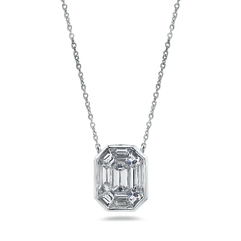 crystal necklace for women -Auriya 14k Gold 9/10ctw Emerald-cut Diamond Station Necklace (G-H, VS1-VS2)