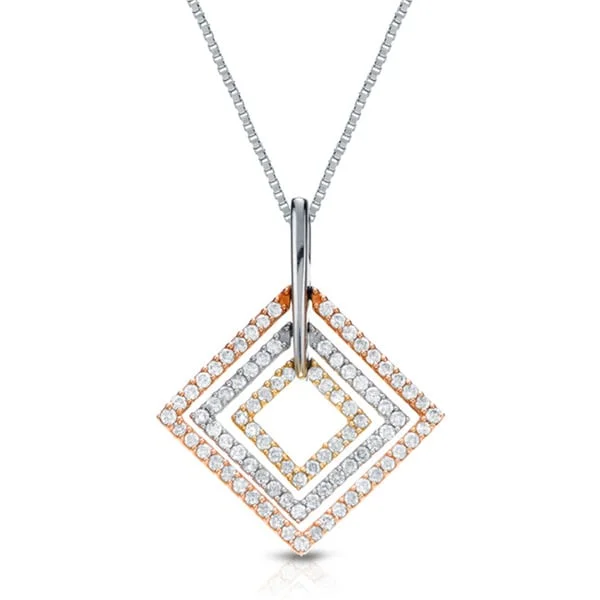 chain choker necklace -Auriya 14k Gold Triple Square Diamond Necklace 1/2ct TDW (G-H, I1-I2)