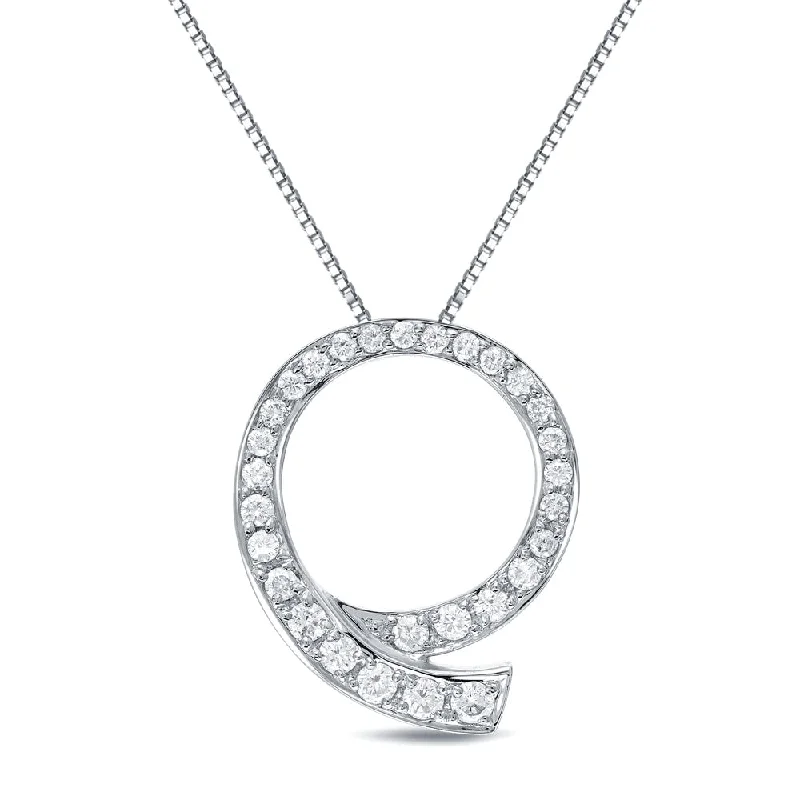 infinity necklace for mom -Auriya 14k White Gold 1/2ct TDW Diamond Loop Circle Pendant (H-I, SI1-SI2)