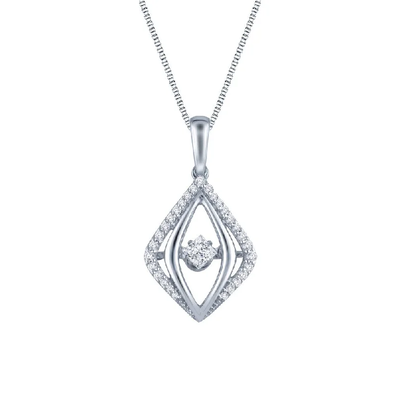 vintage heart necklace -Auriya 14k White Gold 1/3ct TDW Dancing Diamond Pendant Necklace