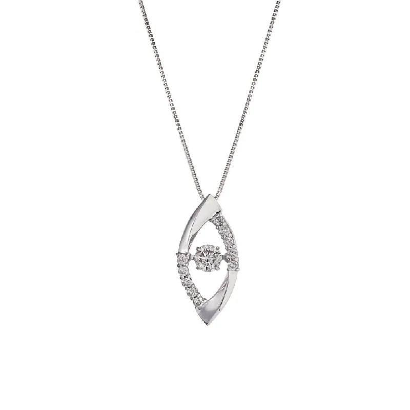 sterling silver necklace -Auriya 14k White Gold 1/3ct TDW Dancing-Stone Diamond Necklace (G-H, I1-I2)