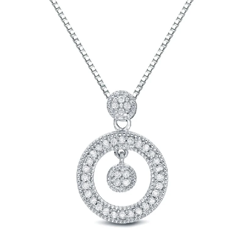 minimalist pearl necklace -Auriya 14k White Gold 1/4ct TDW Circle Diamond Necklace (H-I, SI1-SI2)