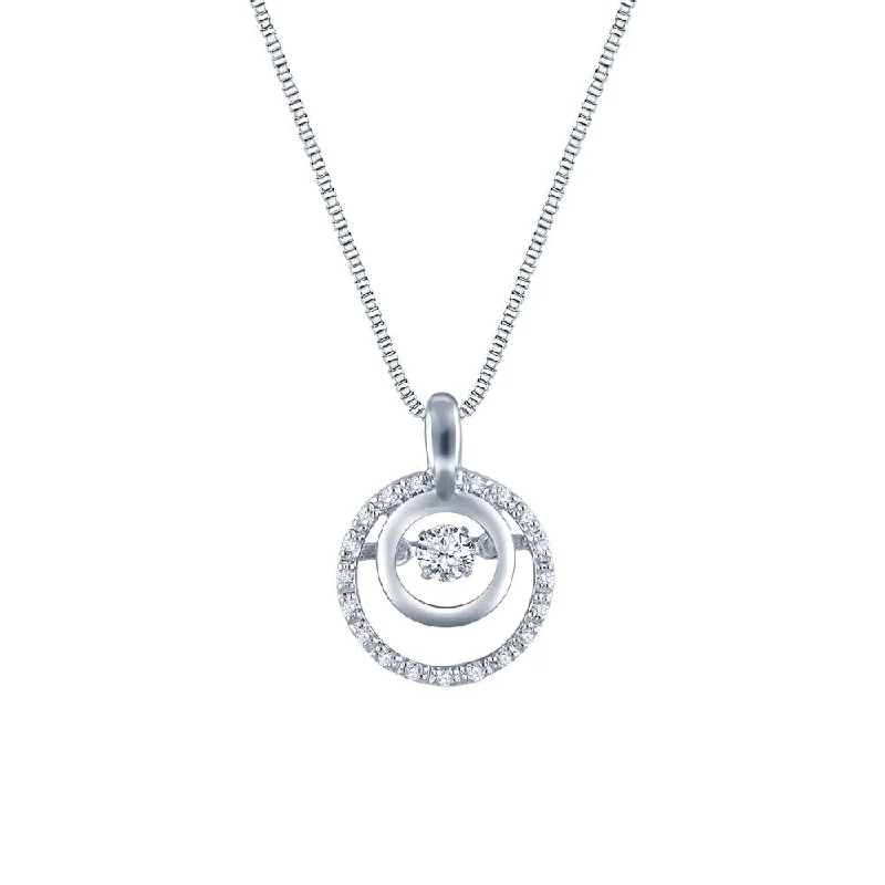 turtle pendant necklace -Auriya 14k White Gold 1/4ct TDW Dancing Stone Moving Diamond Circle Necklace