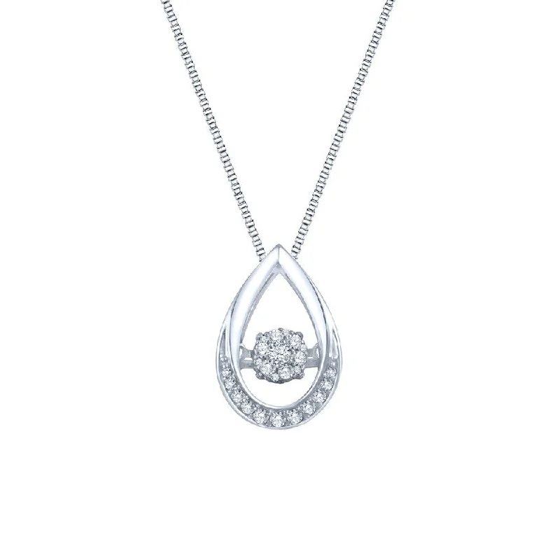 layered pendant necklace -Auriya 14k White Gold 1/5ct TDW Cluster Dancing Stone Diamond Necklace